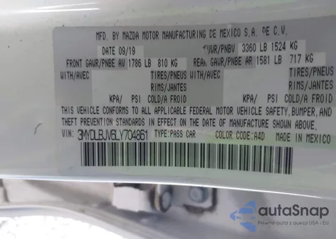 2020 Toyota Yaris Le из США, поврежденный, VIN 3MYDLBJV6LY704861